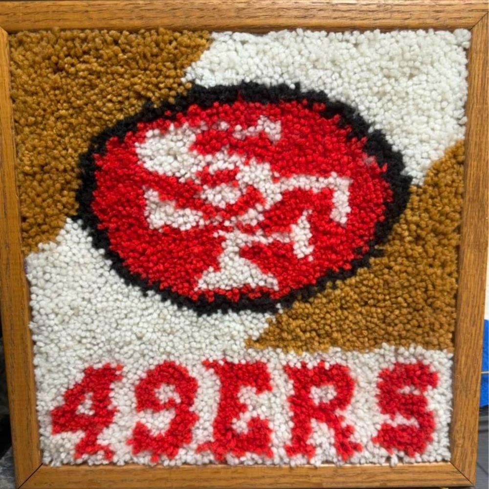Vintage 49ERS Tufted Wool Wall Art - Red, White, Gold